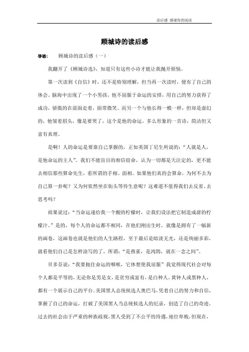 顾城诗的读后感