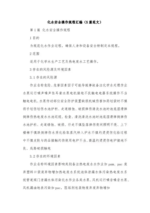 化水安全操作规程汇编(5篇范文)