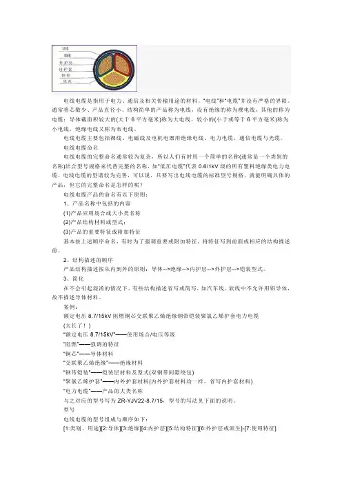 电线电缆的代码及分类