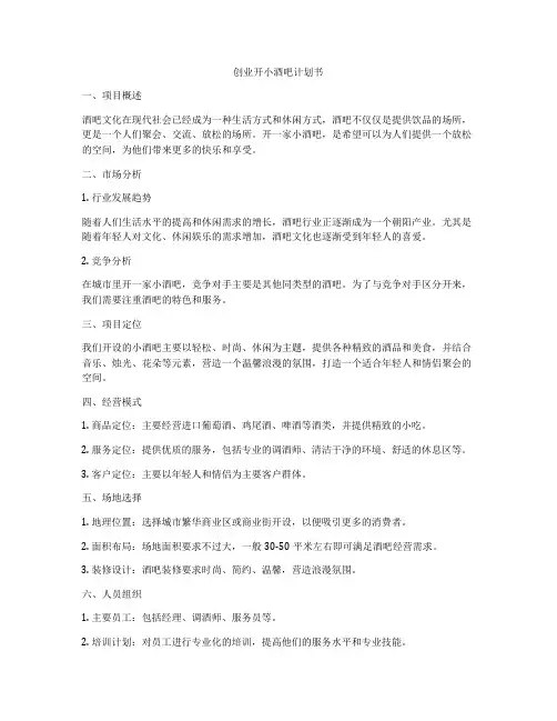 创业开小酒吧计划书