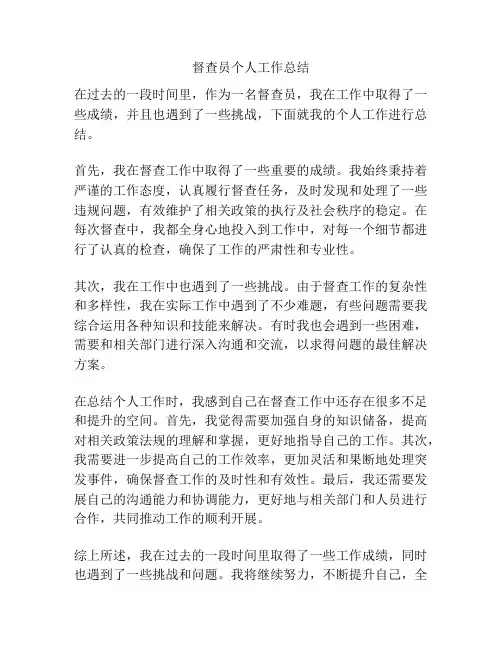 督查员个人工作总结