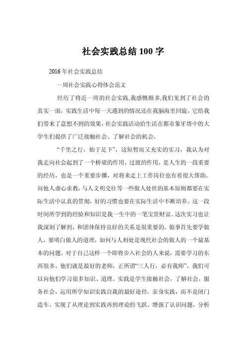 社会实践总结100字
