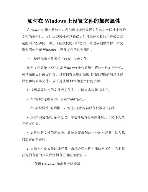 如何在Windows上设置文件的加密属性