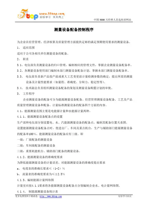 测量设备配备控制程序