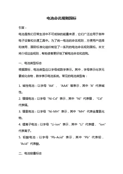 电池命名规则国标