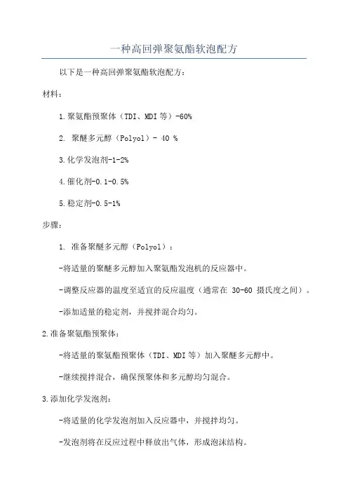 一种高回弹聚氨酯软泡配方