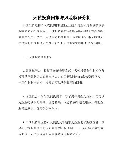 天使投资回报与风险特征分析