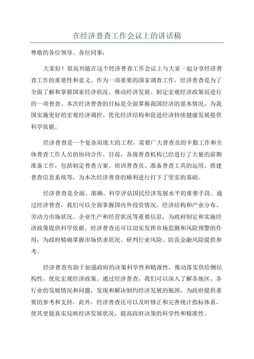 在经济普查工作会议上的讲话稿