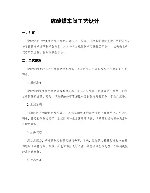 硫酸镁车间工艺设计