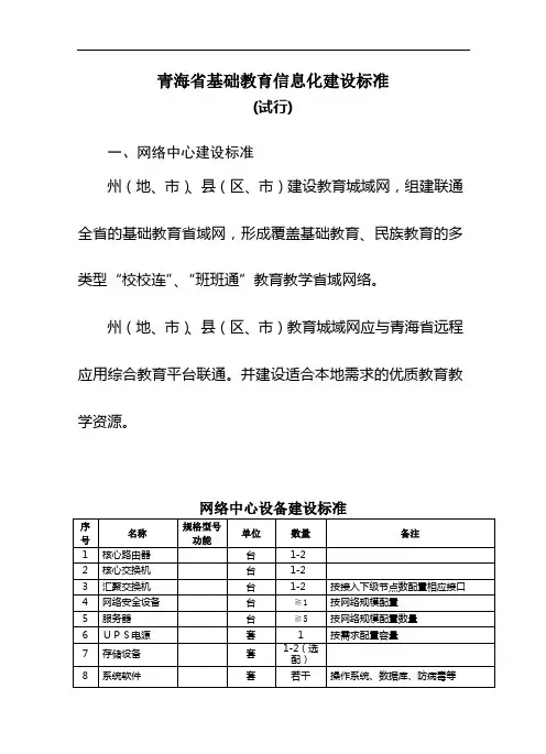 青海省基础教育信息化建设标准