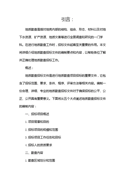 地质勘查招标文件