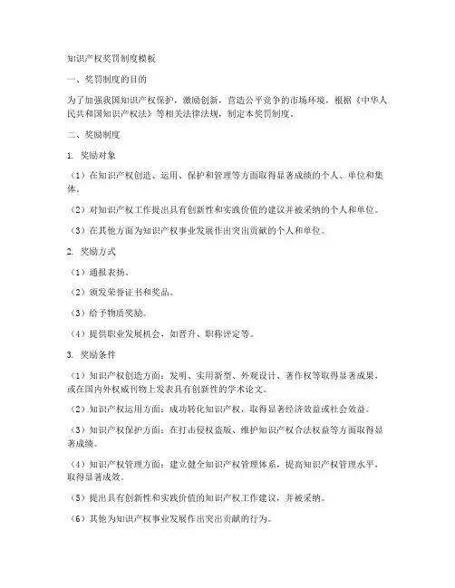 知识产权奖罚制度模板