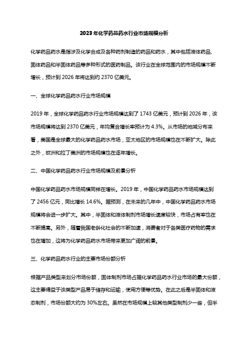 2023年化学药品药水行业市场规模分析