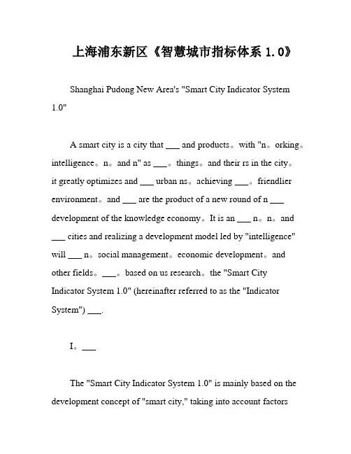 上海浦东新区《智慧城市指标体系1