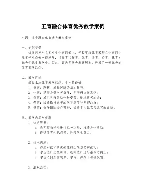 五育融合体育优秀教学案例