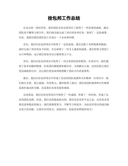 挂包邦工作总结