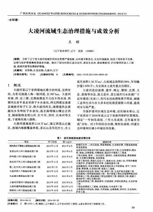 大凌河流域生态治理措施与成效分析