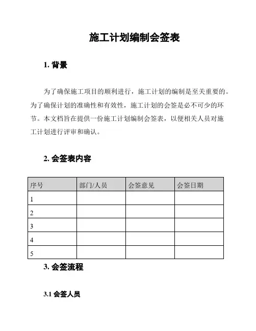 施工计划编制会签表