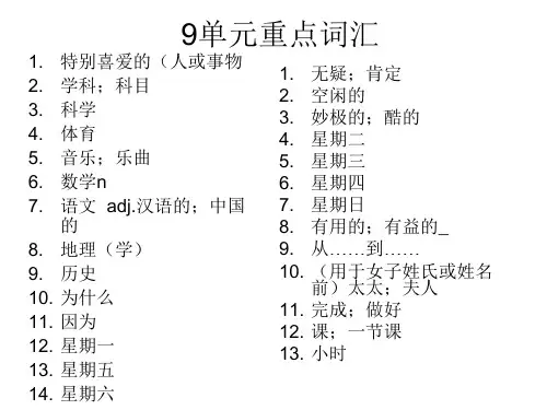 七年级上册英语重点单词,词组,句子归纳