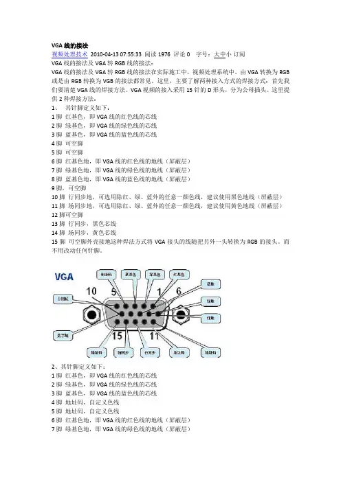 VGA线的接法