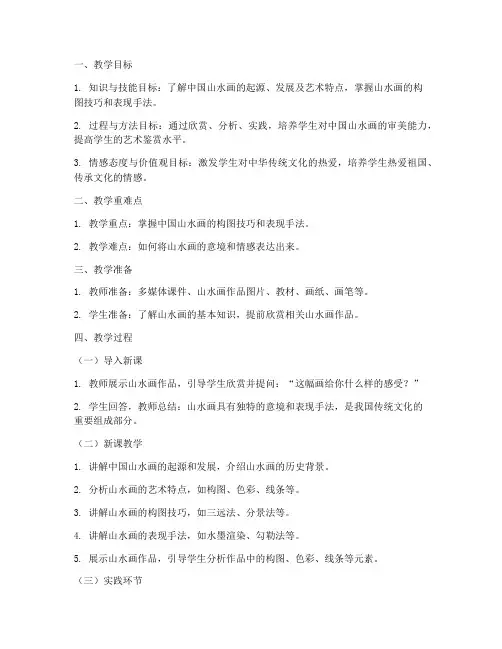 高中美术面试讲课教案模板范文