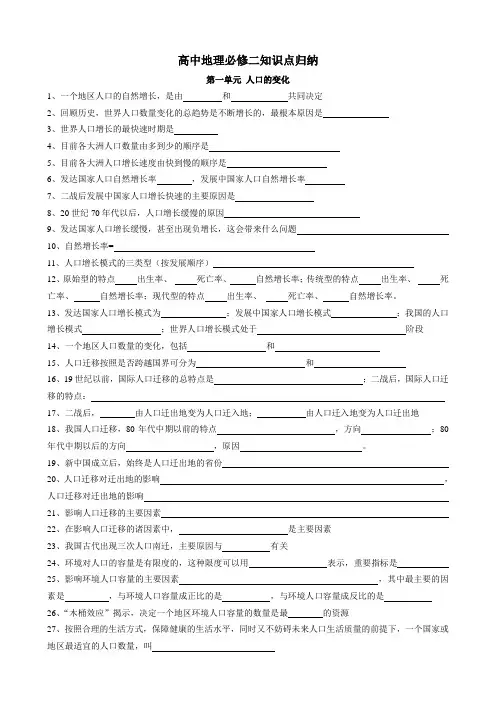 高中地理必修二知识点归纳