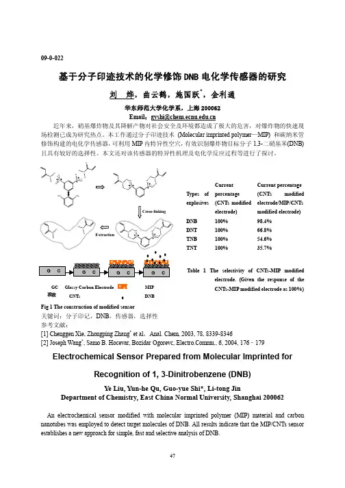 基于分子印迹技术的化学修饰DNB电化学传感器的研究