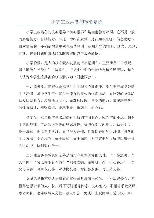 小学生应具备的核心素养