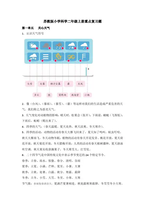 二年级上册科学试题       综合练习2     苏教版    有答案