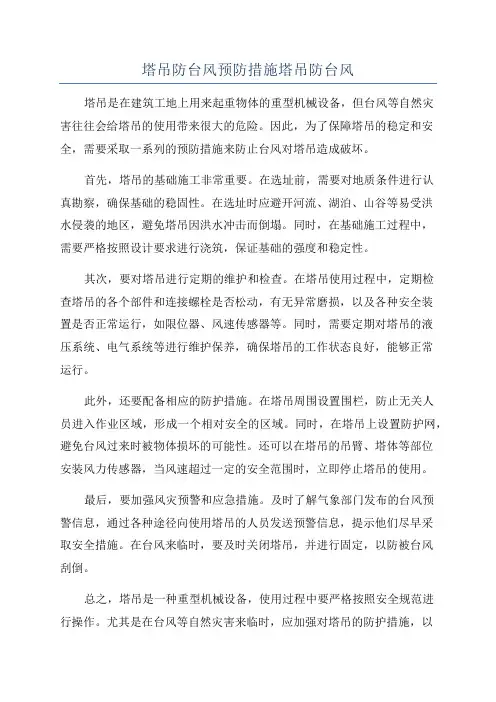 塔吊防台风预防措施塔吊防台风