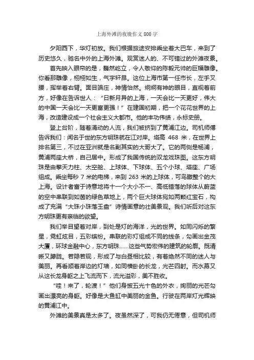 上海外滩的夜晚作文800字_写景作文_