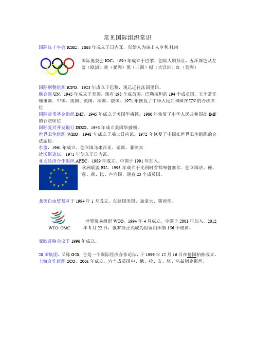 常见国际组织常识