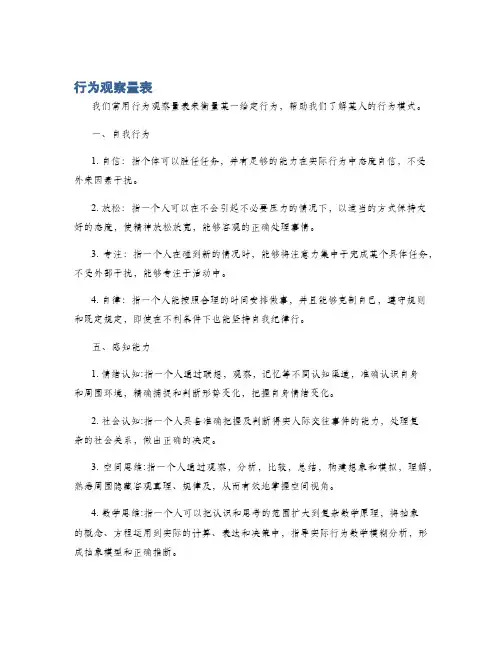 行为观察量表