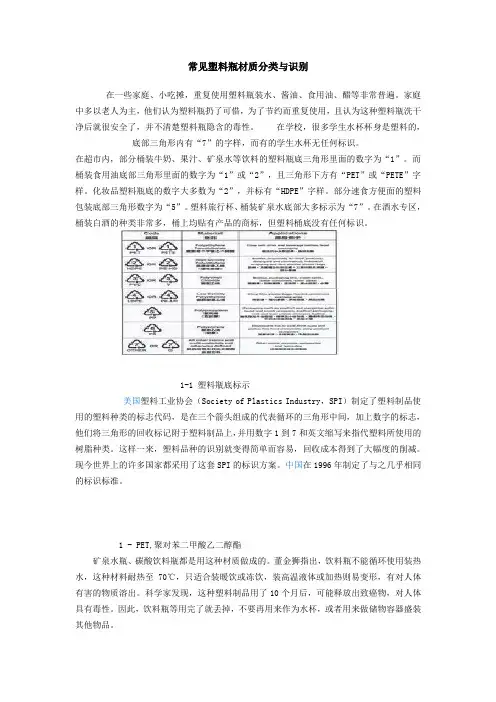 常见的塑料瓶的分类与识别
