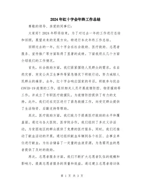 2024年红十字会年终工作总结