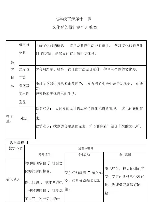 七年级下册美术-12《文化衫的设计制作》【教案】