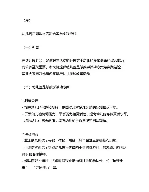 幼儿园足球教学活动方案与实践经验