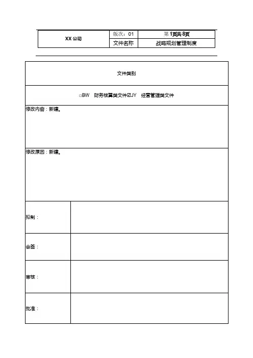 企业战略规划管理制度