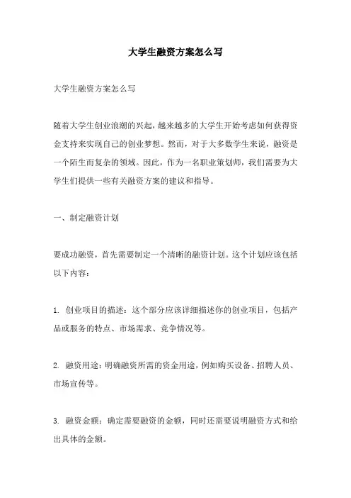 大学生融资方案怎么写