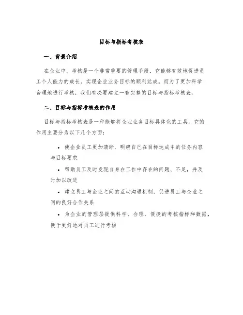 目标与指标考核表