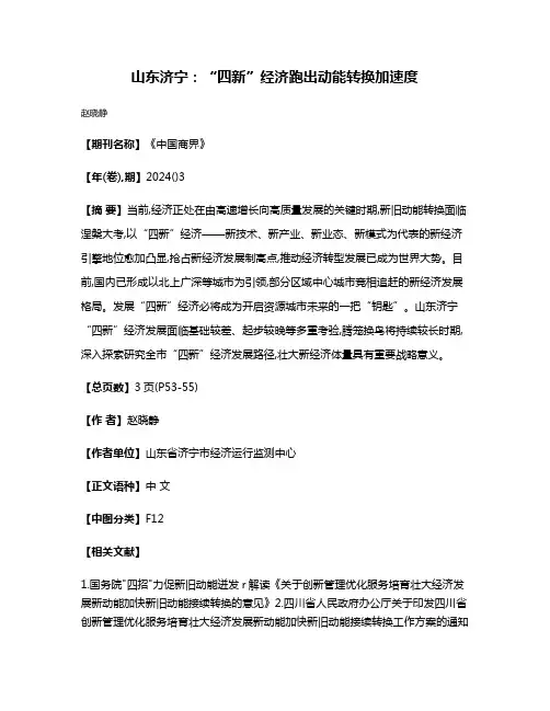 山东济宁:“四新”经济跑出动能转换加速度