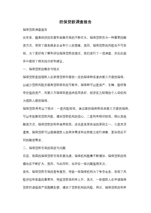 担保贷款调查报告