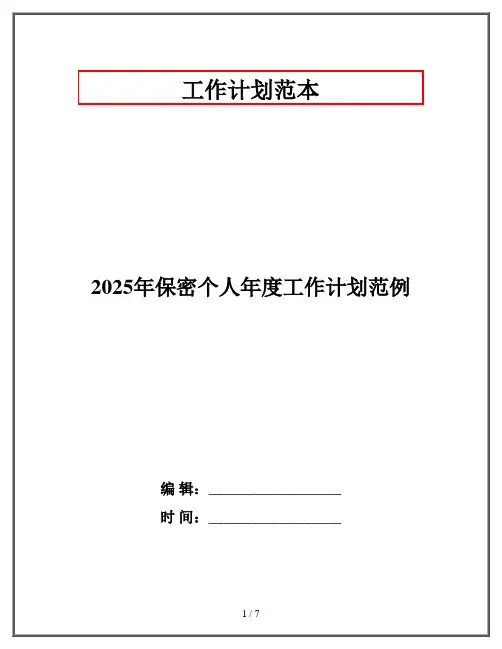 2025年保密个人年度工作计划范例