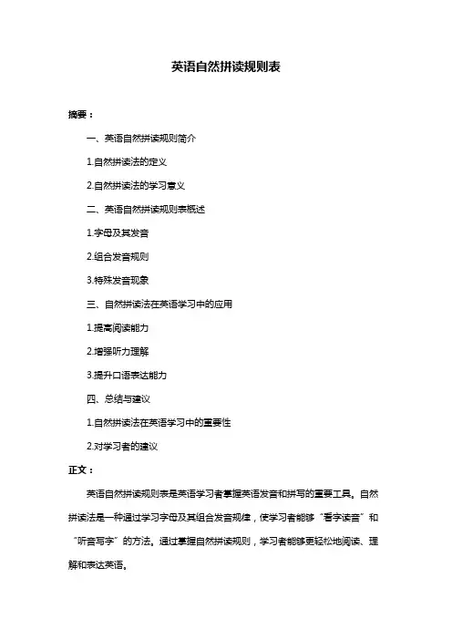 英语自然拼读规则表