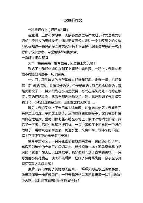 一次旅行作文（通用67篇）