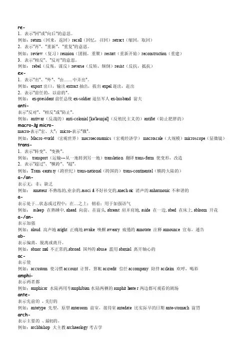 常见英语单词前缀