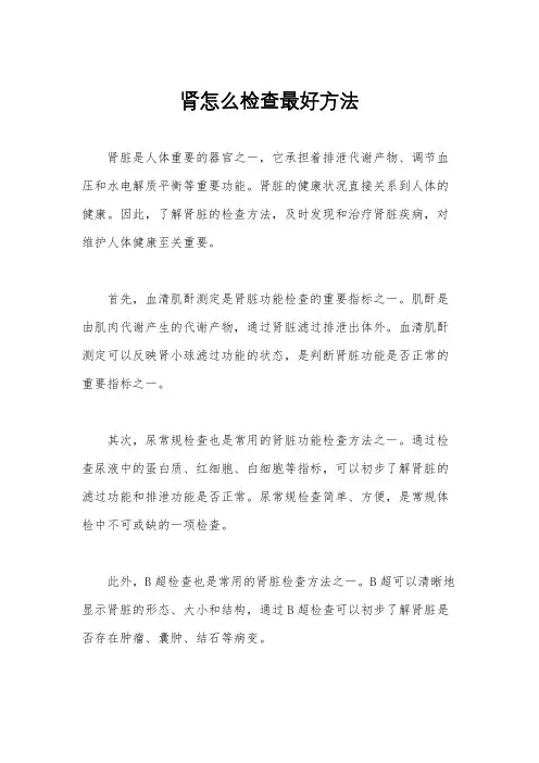 肾怎么检查最好方法