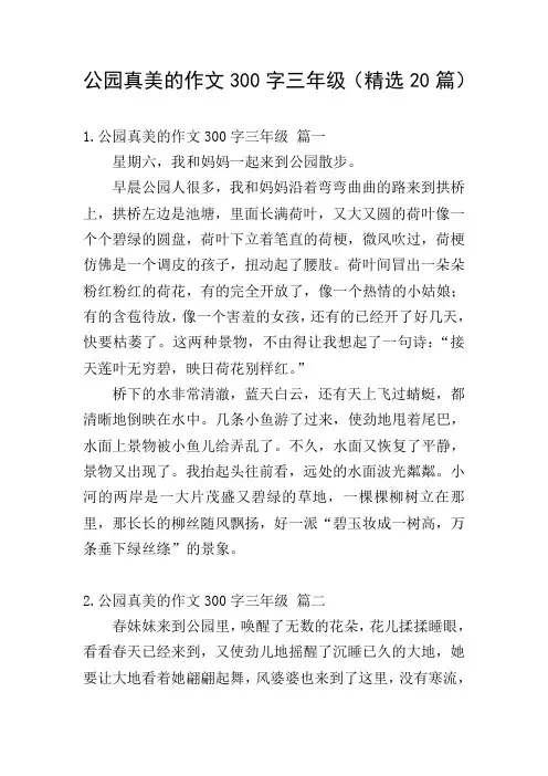 公园真美的作文300字三年级(精选20篇)