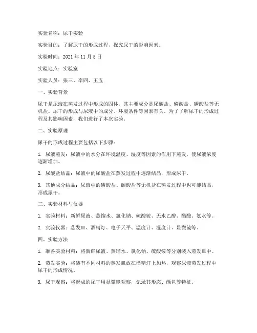 尿干实验报告