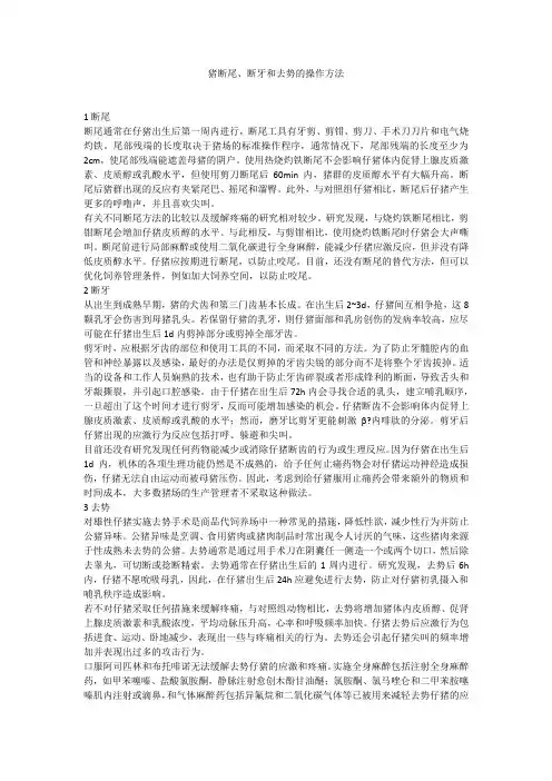 猪断尾、断牙和去势的操作方法